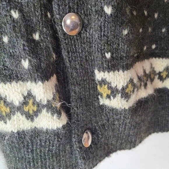 Vintage Witick Wool Sweater Cardigan Handmade in Finland Fair Isle
